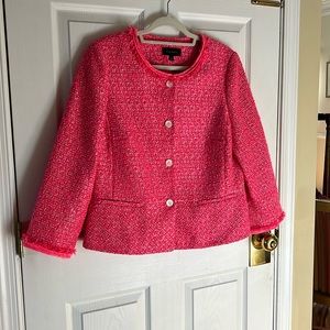 NWT Talbots bright pink tweed jacket
